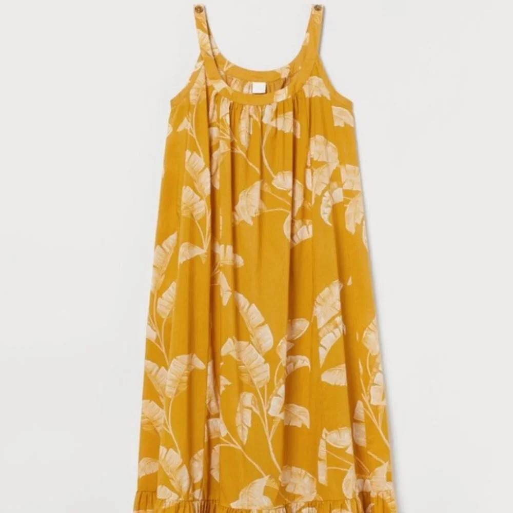H&M Yellow Palm Maxi Dress NWT - Picture 2 of 3